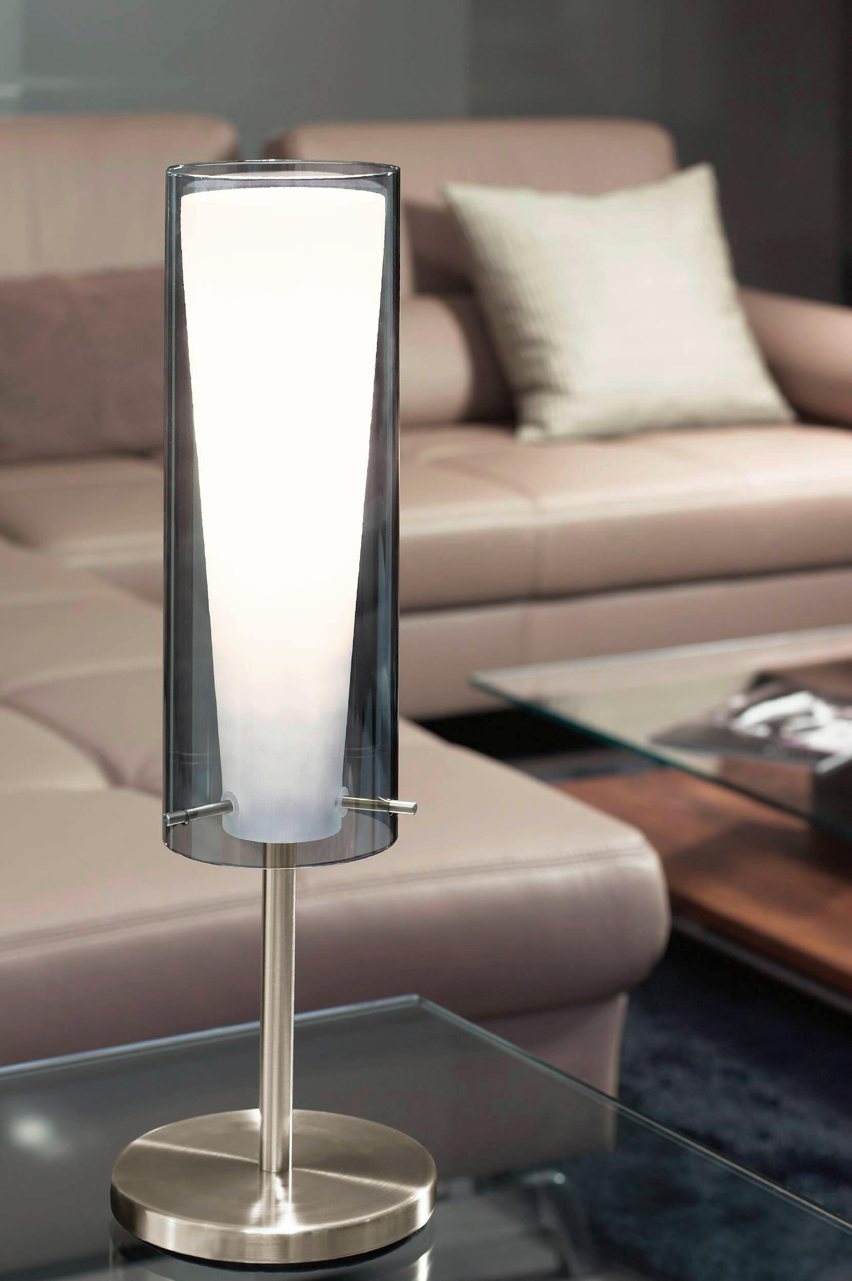 TISCHLEUCHTE 19,1/19,5/39,4 cm   - Transparent/Weiß, Design, Glas/Metall (19,1/19,5/39,4cm) - Eglo