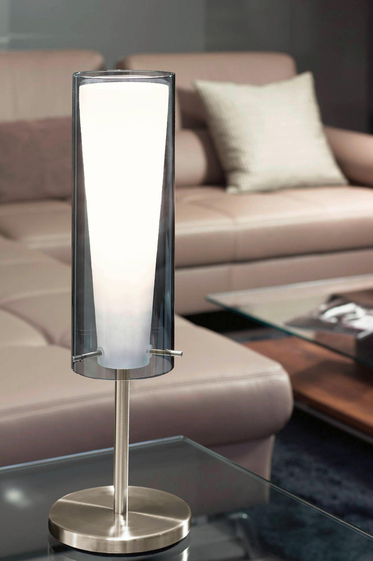 TISCHLEUCHTE 19,1/19,5/39,4 cm   - Transparent/Weiß, Design, Glas/Metall (19,1/19,5/39,4cm) - Eglo