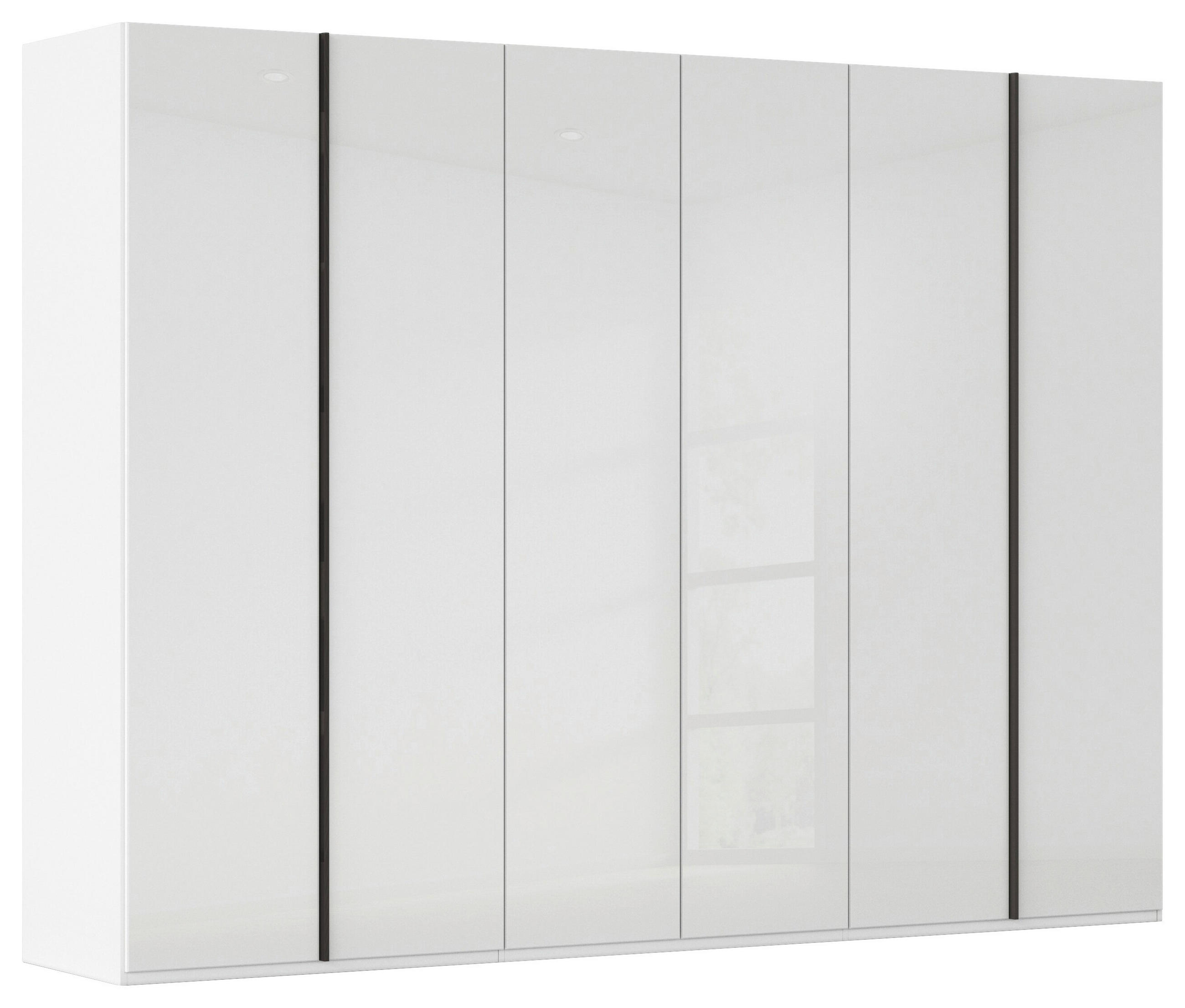 DREHTÜRENSCHRANK 301/223/61 cm,  in Weiß, 6-türig  - Graphitfarben/Weiß, Basics, Glas/Holzwerkstoff (301/223/61cm) - Novel