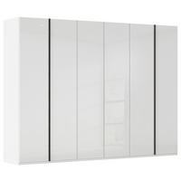 DREHTÜRENSCHRANK 301/235/60 cm,  in Weiß, 6-türig  - Graphitfarben/Weiß, Basics, Glas/Holzwerkstoff (301/235/60cm) - Novel