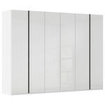 DREHTÜRENSCHRANK 301/223/61 cm,  in Weiß, 6-türig  - Graphitfarben/Weiß, Basics, Glas/Holzwerkstoff (301/223/61cm) - Novel