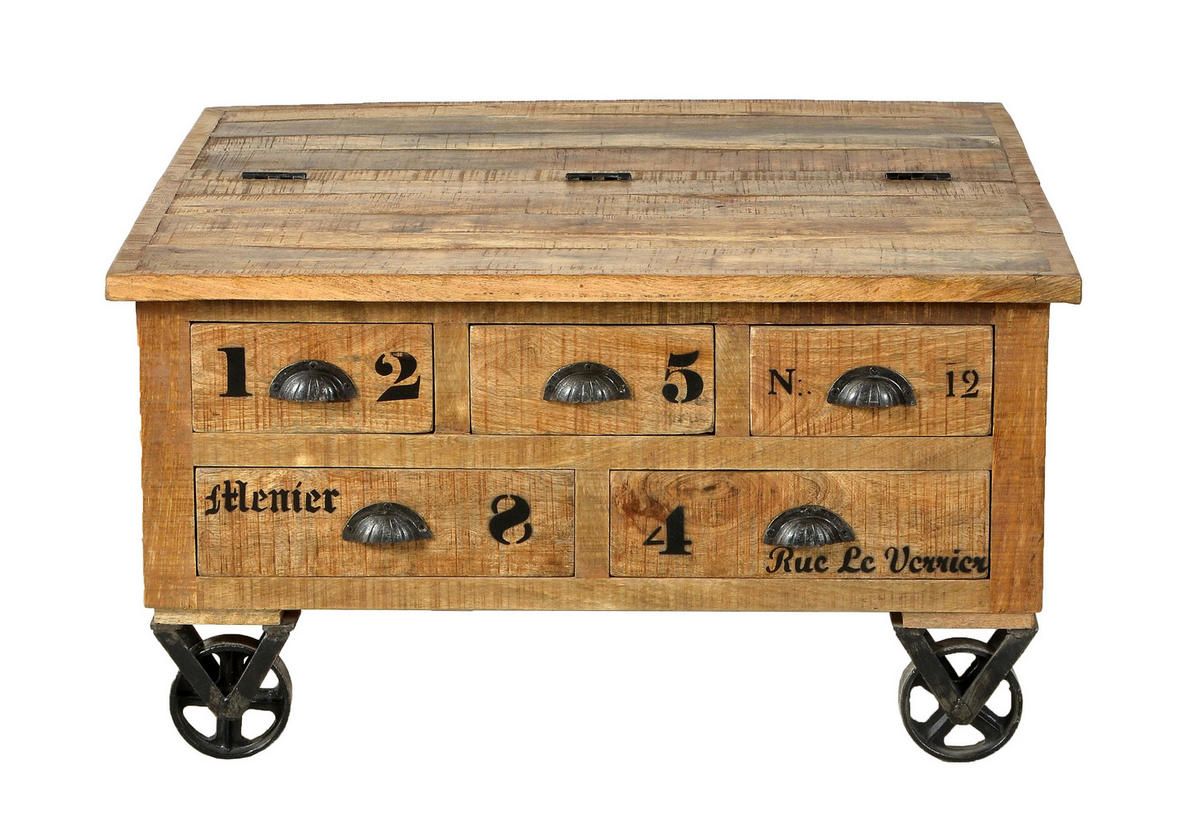 COUCHTISCH in Holz 90/90/47 cm  - Schwarz/Naturfarben, Design, Holz/Metall (90/90/47cm) - MID.YOU