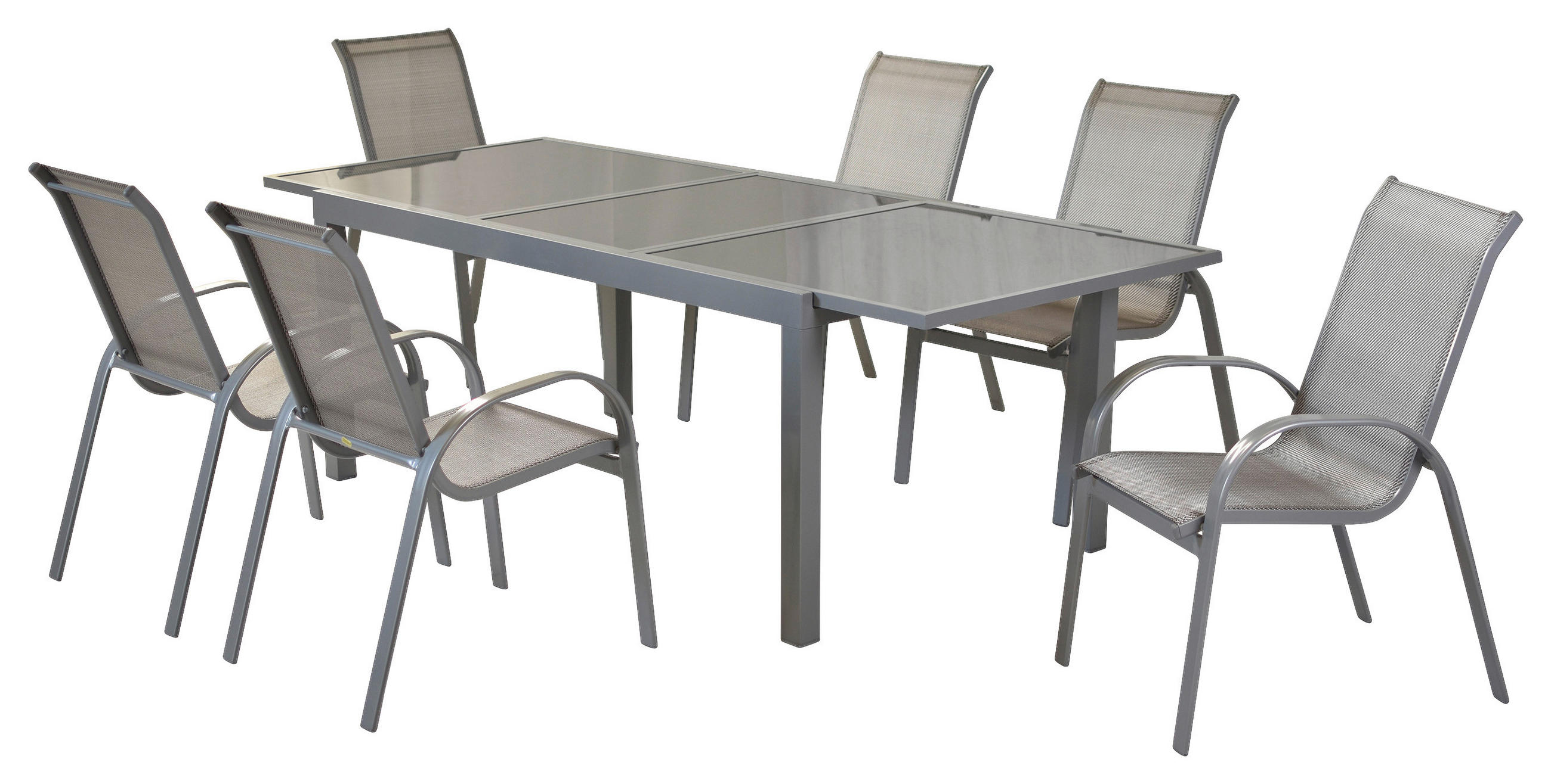 GARTENSET Aluminium  - Silberfarben/Braun, MODERN, Textil/Metall - Gardenson