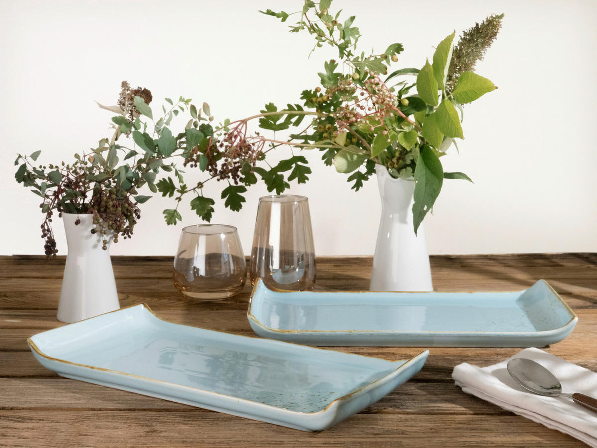 SERVIERPLATTEN-SET 2-teilig 16,5/33 cm  - Pastellblau, Trend, Keramik (16,5/33cm) - Creatable