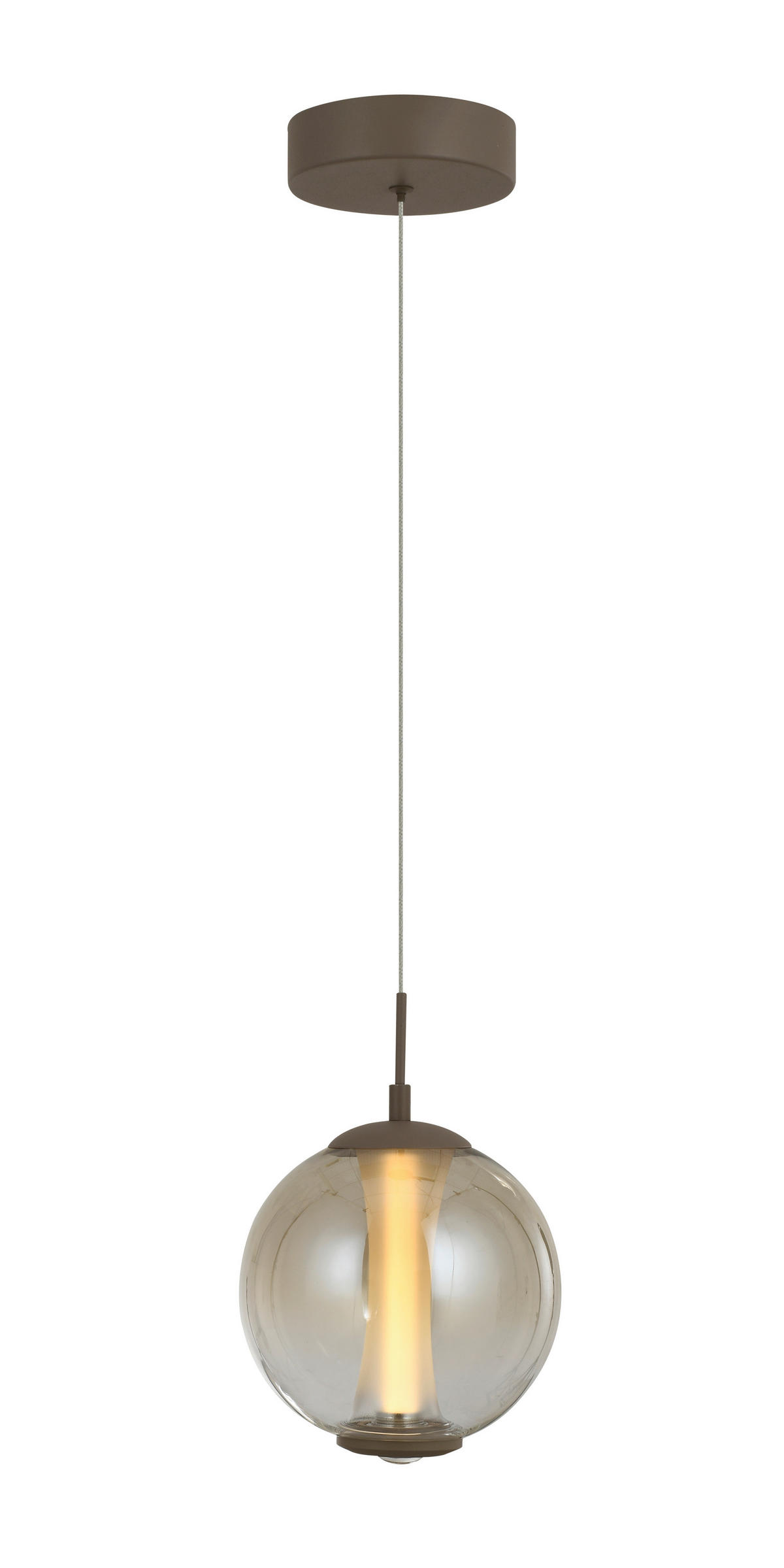 ZÁVĚSNÉ LED SVÍTIDLO, 18/150/18 cm  - pískové barvy, Design, kov/sklo (18/150/18cm)