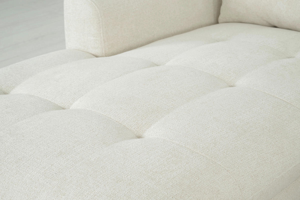 WOHNLANDSCHAFT Beige Chenille  - Beige/Schwarz, KONVENTIONELL, Textil/Metall (160/340/188cm) - Xora
