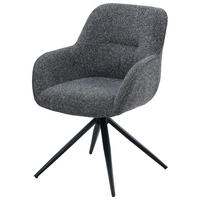 ARMLEHNSTUHL  Sitzfläche 360° drehbar, inklusive Armlehnen Webstoff  Grau, Schwarz  - Schwarz/Grau, MODERN, Textil/Metall (60/85/62cm) - Livetastic