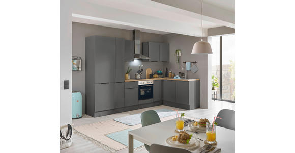 ECKKÜCHE 300/165 cm  in Graphitfarben  - Schwarz/Graphitfarben, Basics, Holzwerkstoff/Metall (300/165cm) - Xora