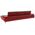 ECKSOFA in Echtleder Dunkelrot  - Chromfarben/Dunkelrot, Design, Leder/Metall (325/157cm) - Dieter Knoll