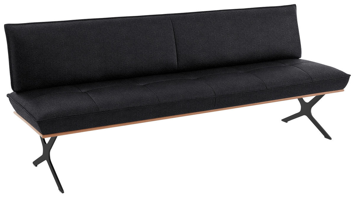 SITZBANK in Holz, Textil Schwarz, Nussbaumfarben  - Nussbaumfarben/Schwarz, Design, Holz/Textil (194/88/66cm) - Koinor