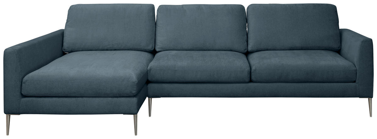 ECKSOFA Dunkelgrau Chenille  - Dunkelgrau/Silberfarben, KONVENTIONELL, Textil/Metall (143/284cm) - Carryhome