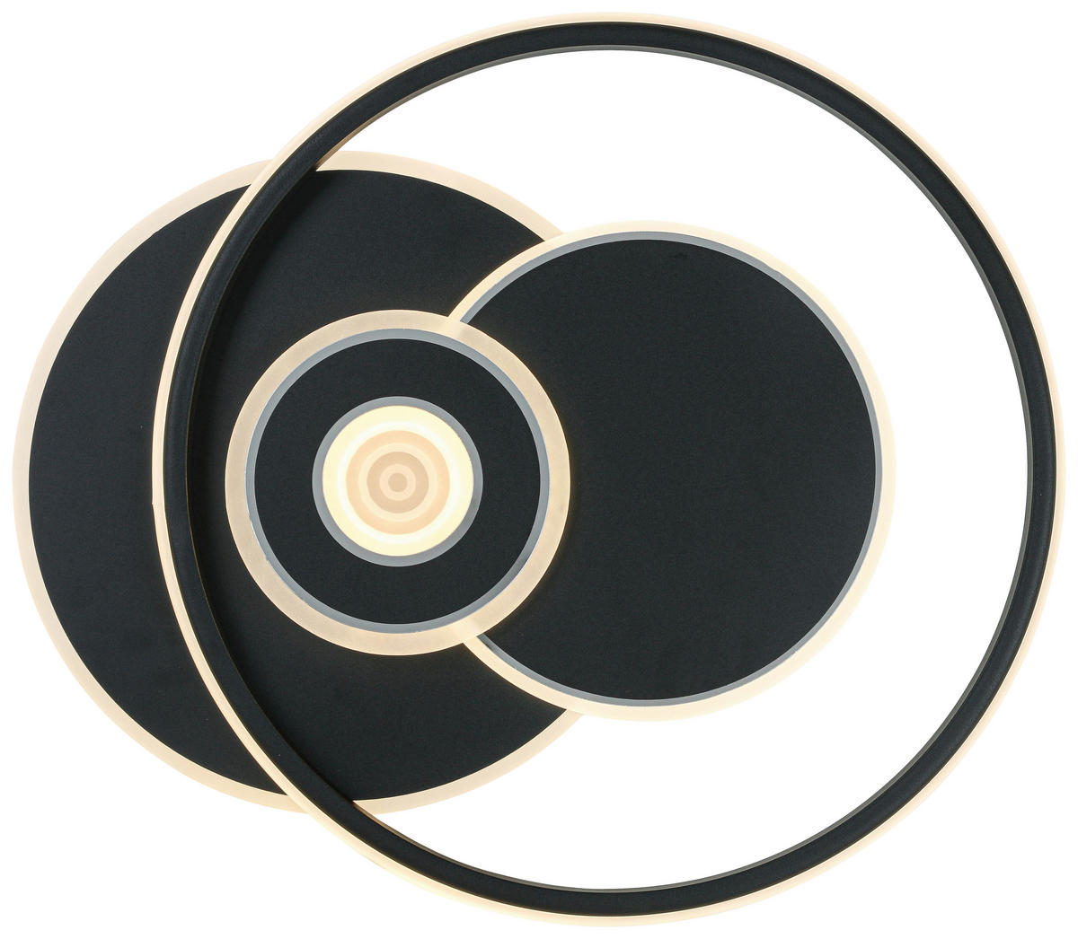 DECKENLEUCHTE 50/42,5/6,5 cm   - Chromfarben/Schwarz, Trend, Kunststoff/Metall (50/42,5/6,5cm) - Novel