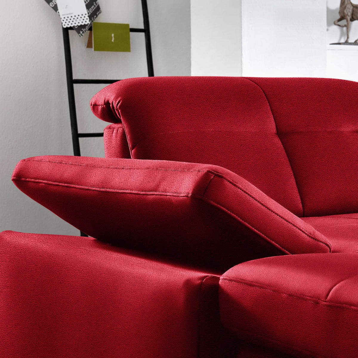 WOHNLANDSCHAFT Mikrofaser Rot  - Chromfarben/Rot, Design, Textil (195/371/260cm) - Beldomo Style