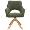 ARMLEHNSTUHL  Sitzfläche 360° drehbar, inklusive Armlehnen Cord  - Eichefarben/Grün, Design, Holz/Textil (60/85/63cm) - Hom`in