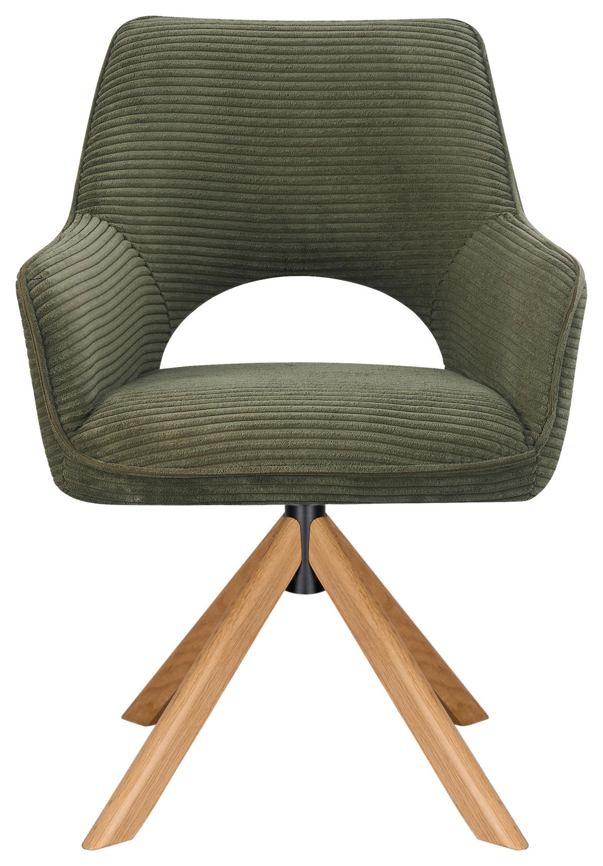 ARMLEHNSTUHL  Sitzfläche 360° drehbar, inklusive Armlehnen Cord  - Eichefarben/Grün, Design, Holz/Textil (60/85/63cm) - Hom`in