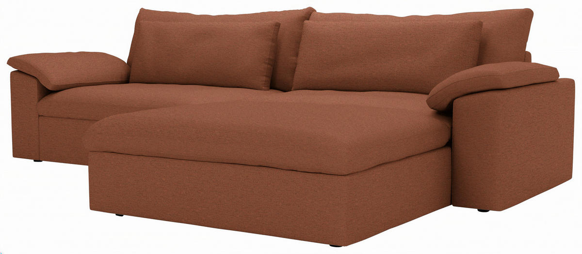 ECKSOFA Flachgewebe Beigebraun  - Beigebraun/Schwarz, Modern, Kunststoff/Textil (306/198cm) - Carryhome