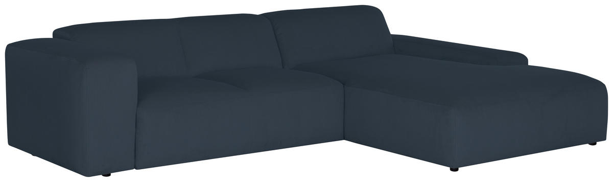 ECKSOFA HANNAH Blau Cord  - Blau/Schwarz, Design, Kunststoff/Textil (304/200cm) - MID.YOU