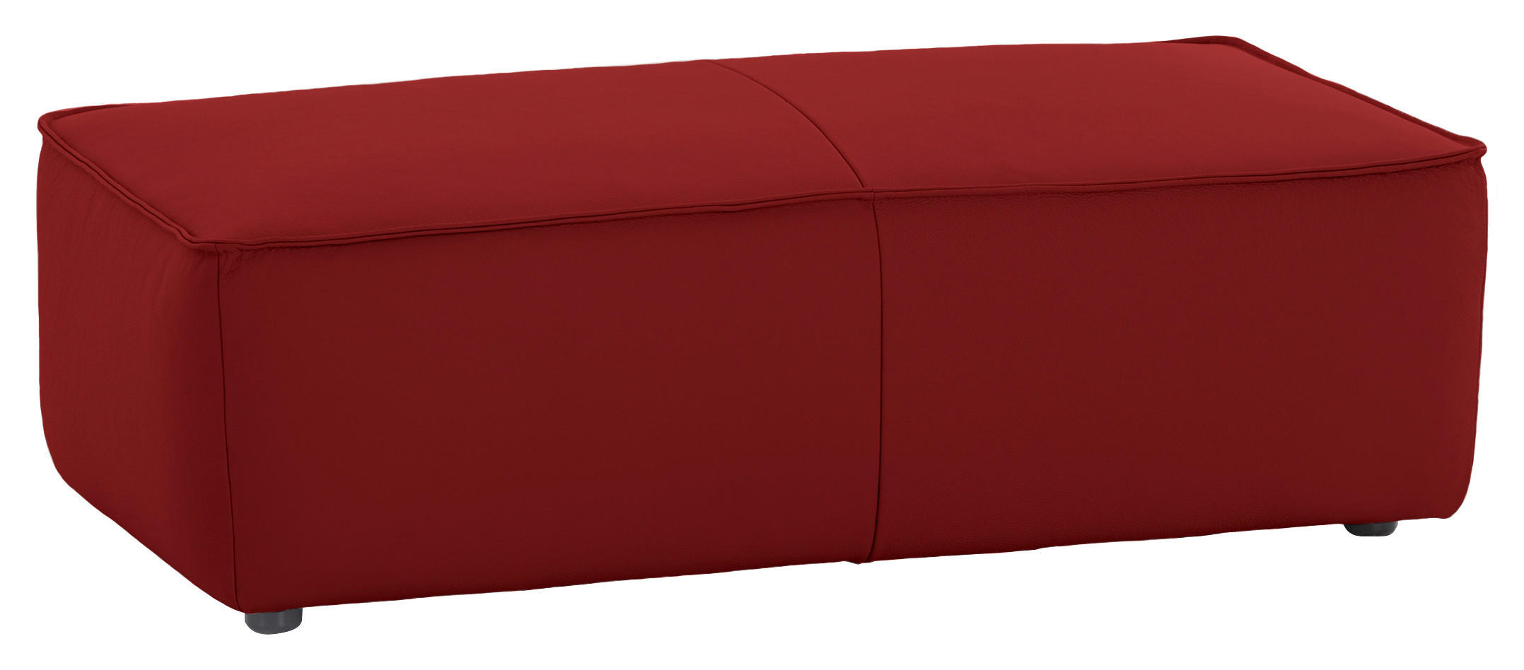 HOCKER Echtleder Rot  - Rot/Schwarz, MODERN, Leder/Kunststoff (120/39/60cm) - W.Schillig