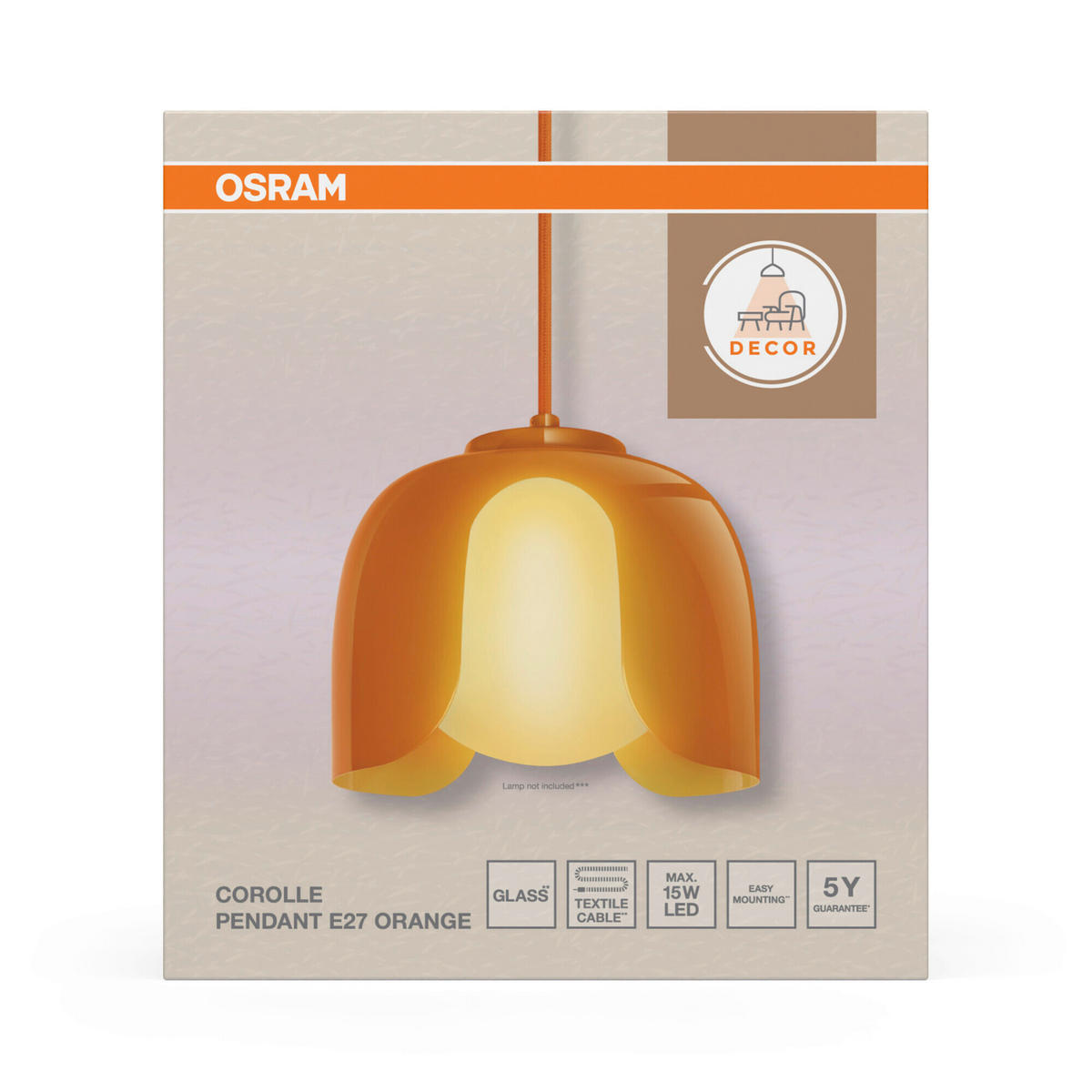 HÄNGELEUCHTE 20/121,5 cm  - Orange, Basics, Glas/Metall (20/121,5cm) - Osram