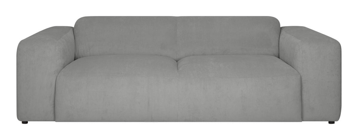 3-SITZER-SOFA in Cord Hellgrau  - Hellgrau/Schwarz, Design, Kunststoff/Textil (247/75/104cm) - MID.YOU