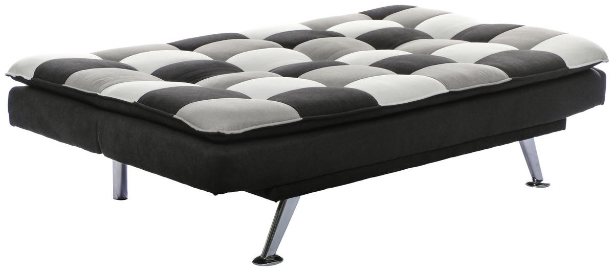 SCHLAFSOFA Samt Creme, Grau, Schwarz  - Silberfarben/Creme, Design, Textil/Metall (182/87/90cm) - P & B