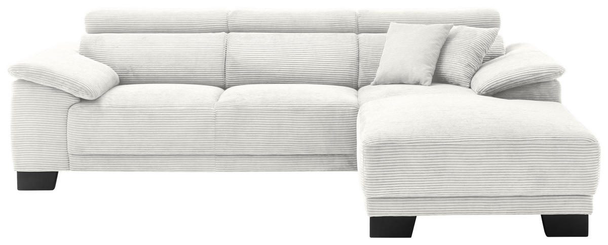 ECKSOFA in Cord Weiss  - Weiss/Schwarz, Design, Holz/Textil (270/174cm) - Pure Home Lifestyle