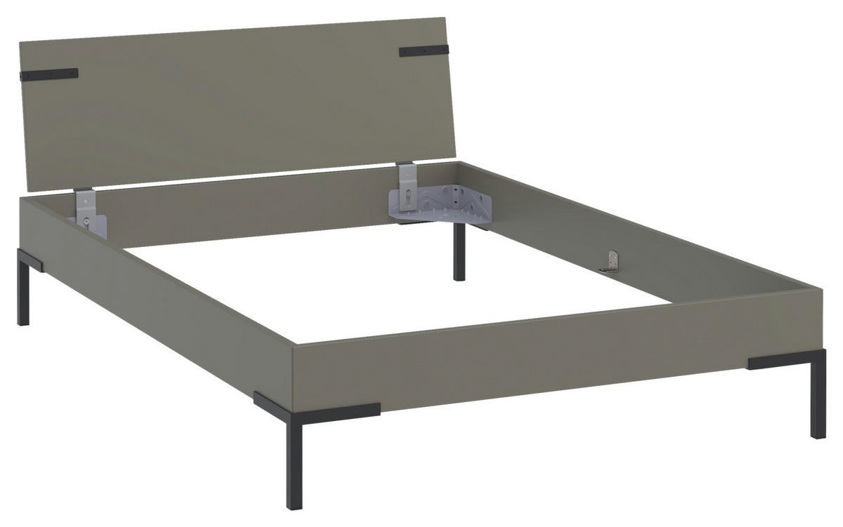 BETT 140/200 cm  in Grau, Grün  - Schwarz/Grau, Design, Metall (140/200cm) - Xora
