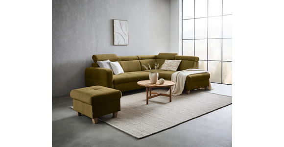 ECKSOFA in Samt Olivgrün  - Olivgrün, Design, Holz/Textil (261/206cm) - Venda