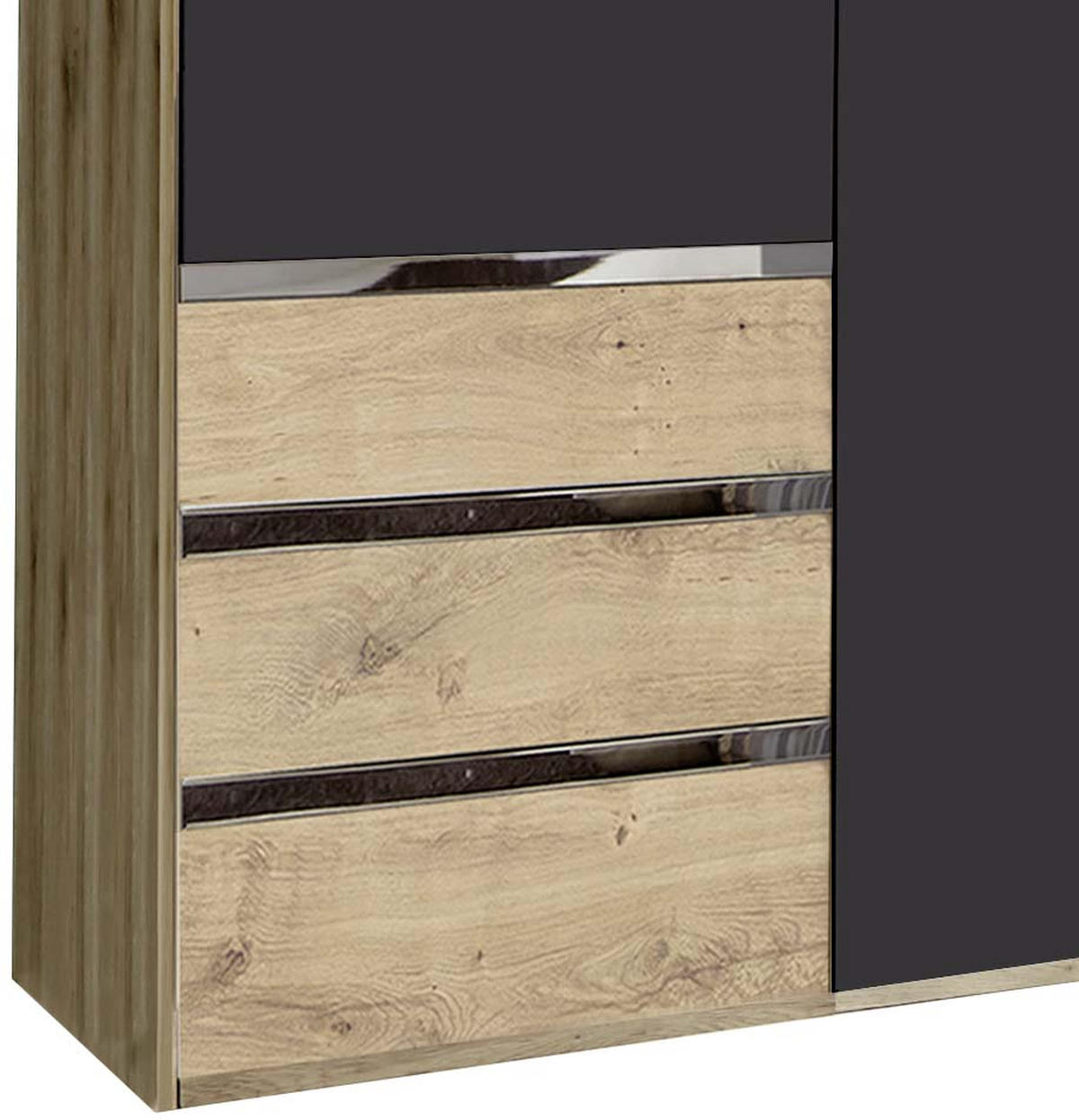 DREHTÜRENSCHRANK in Graphitfarben, Eichefarben  - Chromfarben/Eichefarben, Modern, Holzwerkstoff/Kunststoff (150/216/58cm) - MID.YOU