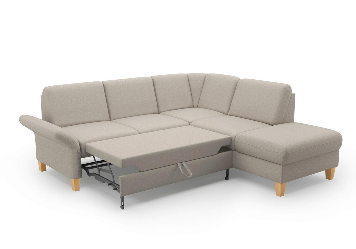ECKSOFA ROCHELLE E Taupe Flachgewebe  - Taupe/Eichefarben, KONVENTIONELL, Holz/Textil (240/216cm) - Sit & More