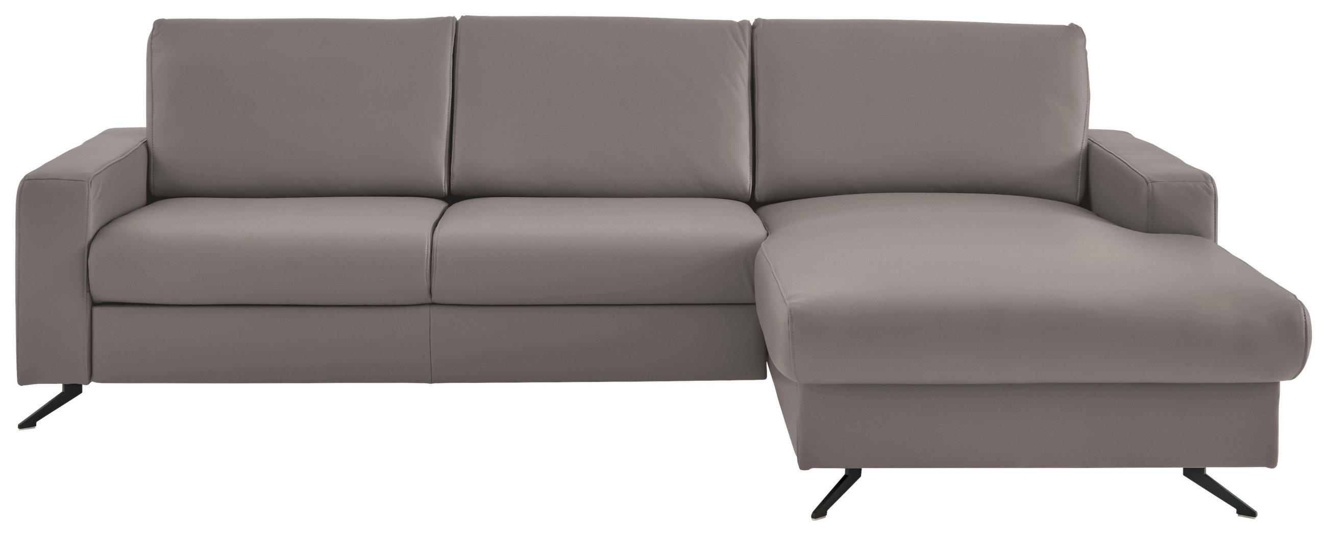 ECKSOFA - Hellgrau/Schwarz, Design, Leder/Metall (267/165cm) - Beldomo Premium