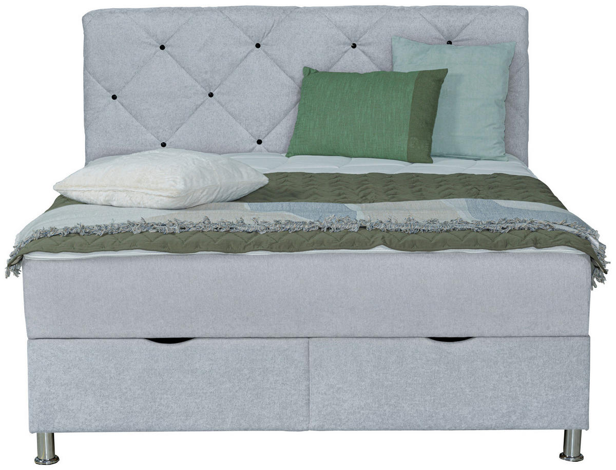 BOXBETT 180/200 cm  in Hellgrau  - Chromfarben/Hellgrau, Design, Kunststoff/Textil (180/200cm) - Boxxx