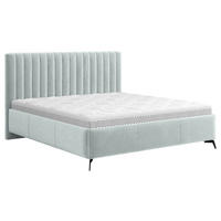 OBLAZINJENA POSTELJA 180 cm   x 200 cm  , tekstil modrosiva  - črna/modrosiva, Konvencionalno, kovina/tekstil (180/200cm) - Hom`in