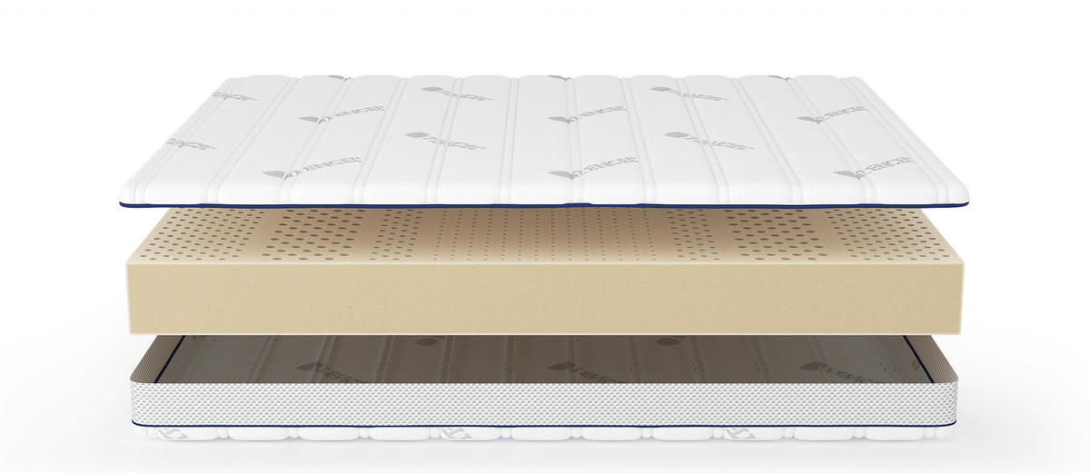 LATEXMATRATZE 100/200 cm, Höhe ca.: 20 cm, H5 + H5 = hart, 7-Zonen - Weiß, Basics, Textil (100/200cm) - Livetastic