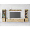 WOHNWAND Vera 4-teilig  in Eiche Artisan  240/130/33 cm  - Eiche Artisan/Grau, Basics, Glas/Holzwerkstoff (240/130/33cm) - Livetastic