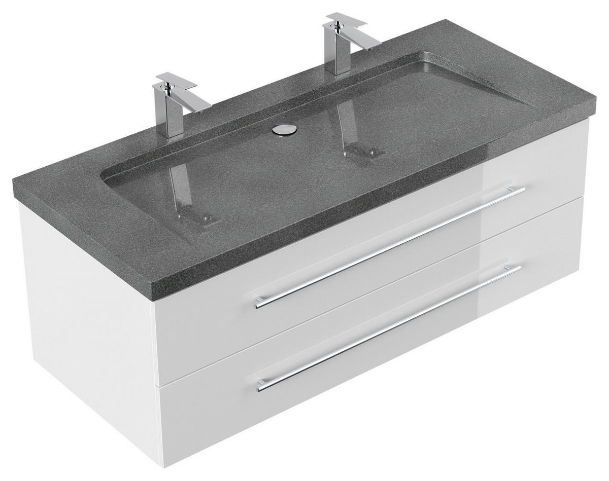 WASCHTISCHKOMBI 130 cm  - Weiß Hochglanz, Basics, Holzwerkstoff/Stein (130cm) - MID.YOU