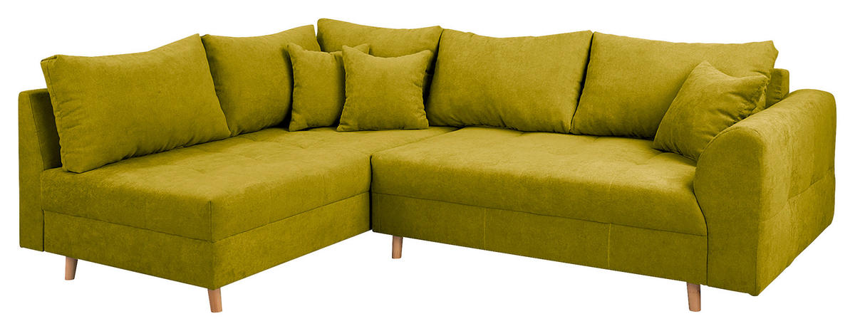 ECKSOFA Ariella Hellgrün Mikrofaser  - Naturfarben/Hellgrün, Design, Holz/Textil (161/231cm) - Livetastic
