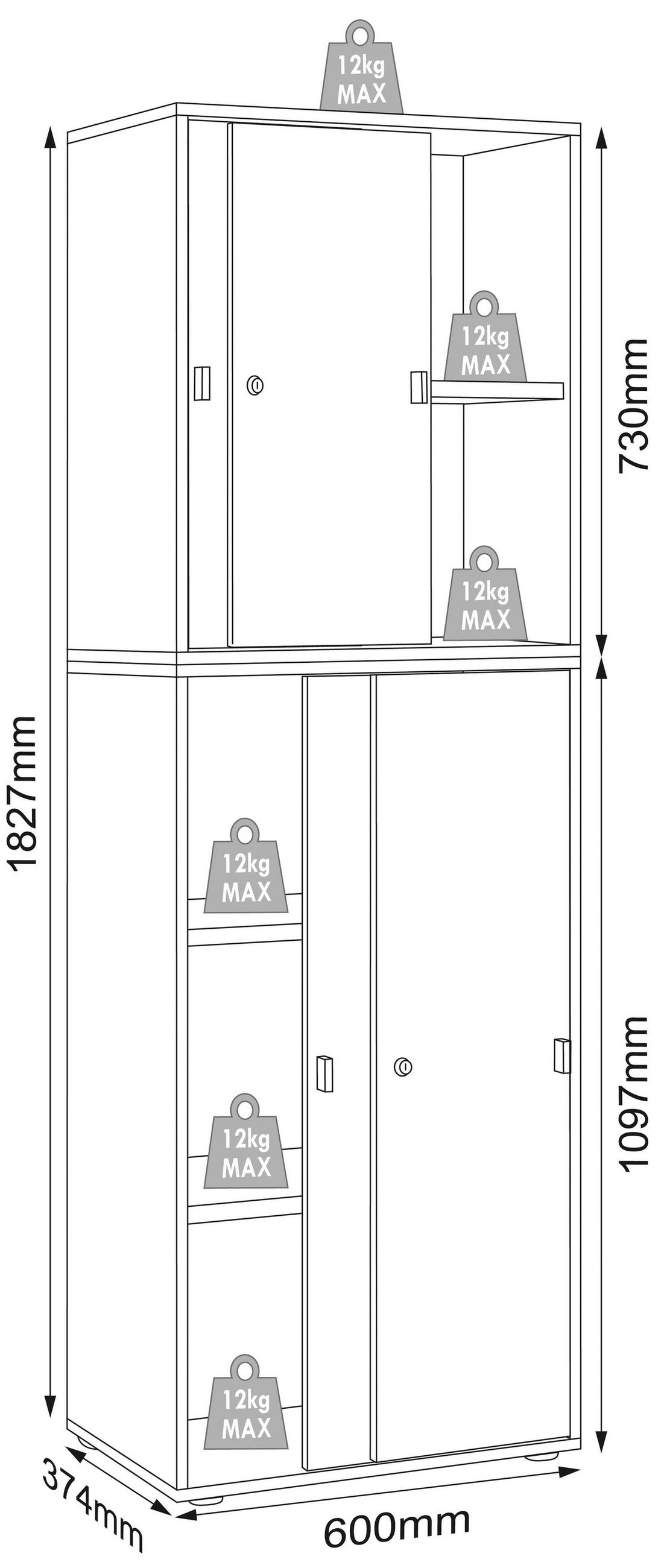 AKTENSCHRANK 60/183/37 cm  - Honigeiche/Weiss, Design, Holzwerkstoff (60/183/37cm) - MID.YOU