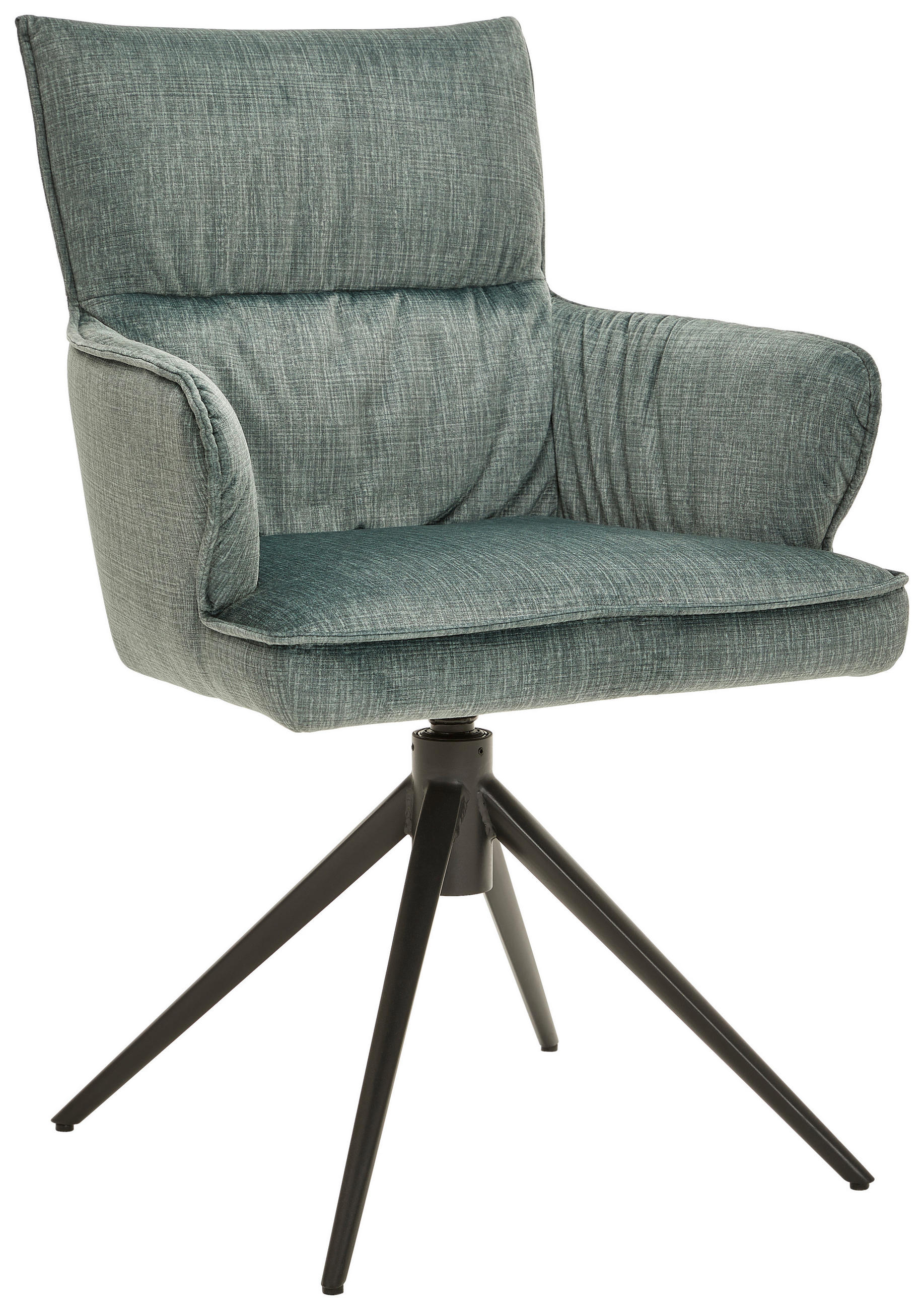 ARMLEHNSTUHL in Eisen Velours - Salbeigrün/Schwarz, Design, Textil/Metall (58/91/62cm) - Dieter Knoll