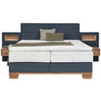 BOXSPRINGBETT 160/200 cm in Eichefarben, Dunkelblau - Eichefarben/Dunkelblau, Natur, Holz/Textil (160/200cm) - Valnatura