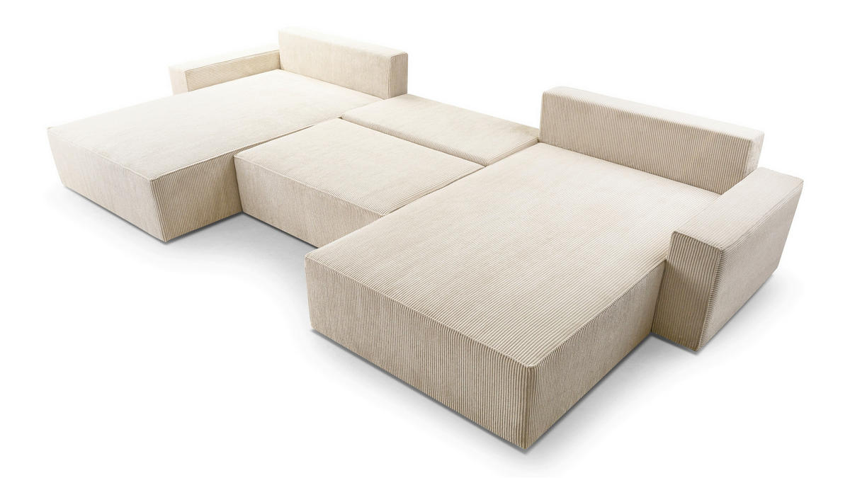 WOHNLANDSCHAFT BRAZIL U in Beige  - Beige/Schwarz, Design, Kunststoff/Textil (200/410/200cm) - MID.YOU