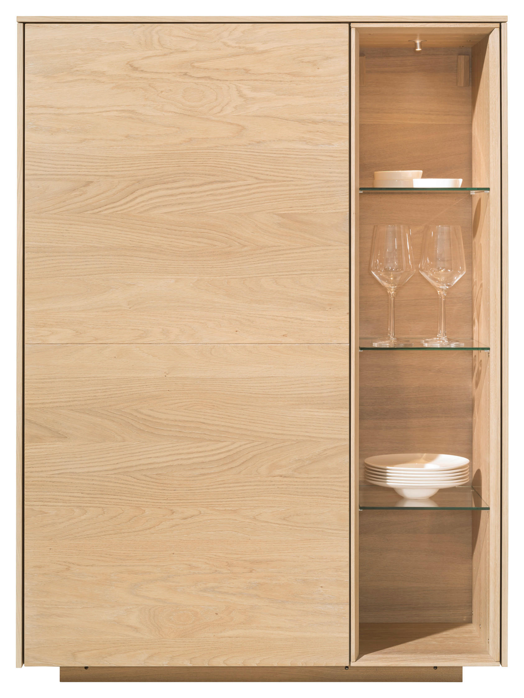 HIGHBOARD Eichefarben  97,8/134,2/41,9 cm  - Eichefarben, Design, Glas/Holz (97,8/134,2/41,9cm) - Team 7