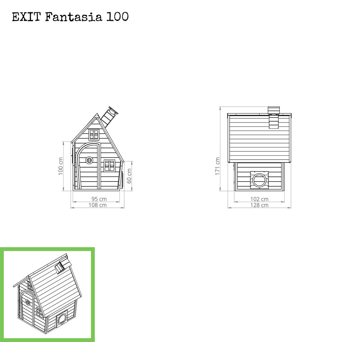 SPIELHAUS  - Naturfarben, KONVENTIONELL, Holz (128/108/171cm) - EXIT Toys