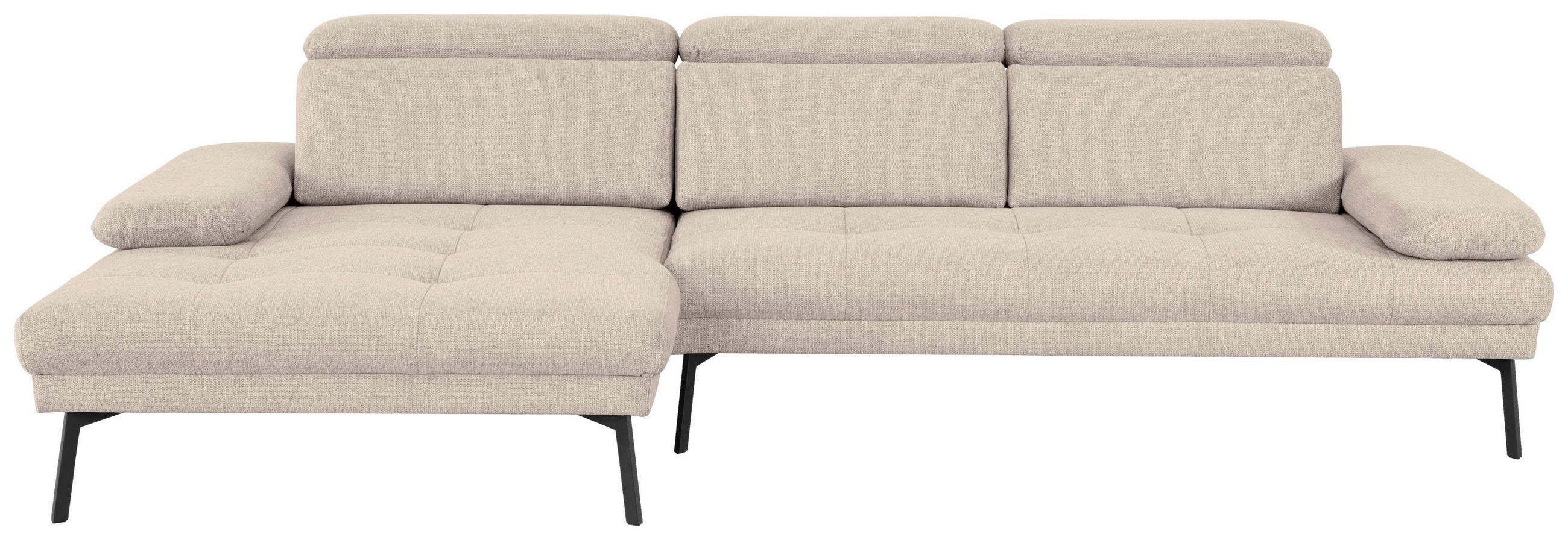ECKSOFA Ottomane links, Eckteil  More_LZ Sandfarben Webstoff  - Sandfarben/Schwarz, Design, Textil/Metall (188/296cm) - Xora