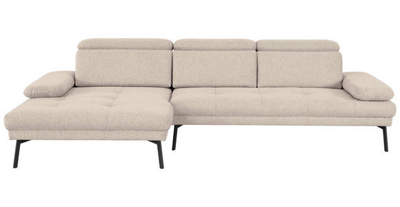 ECKSOFA Ottomane links, Eckteil  More_LZ Sandfarben Webstoff  - Sandfarben/Schwarz, Design, Textil/Metall (188/296cm) - Xora