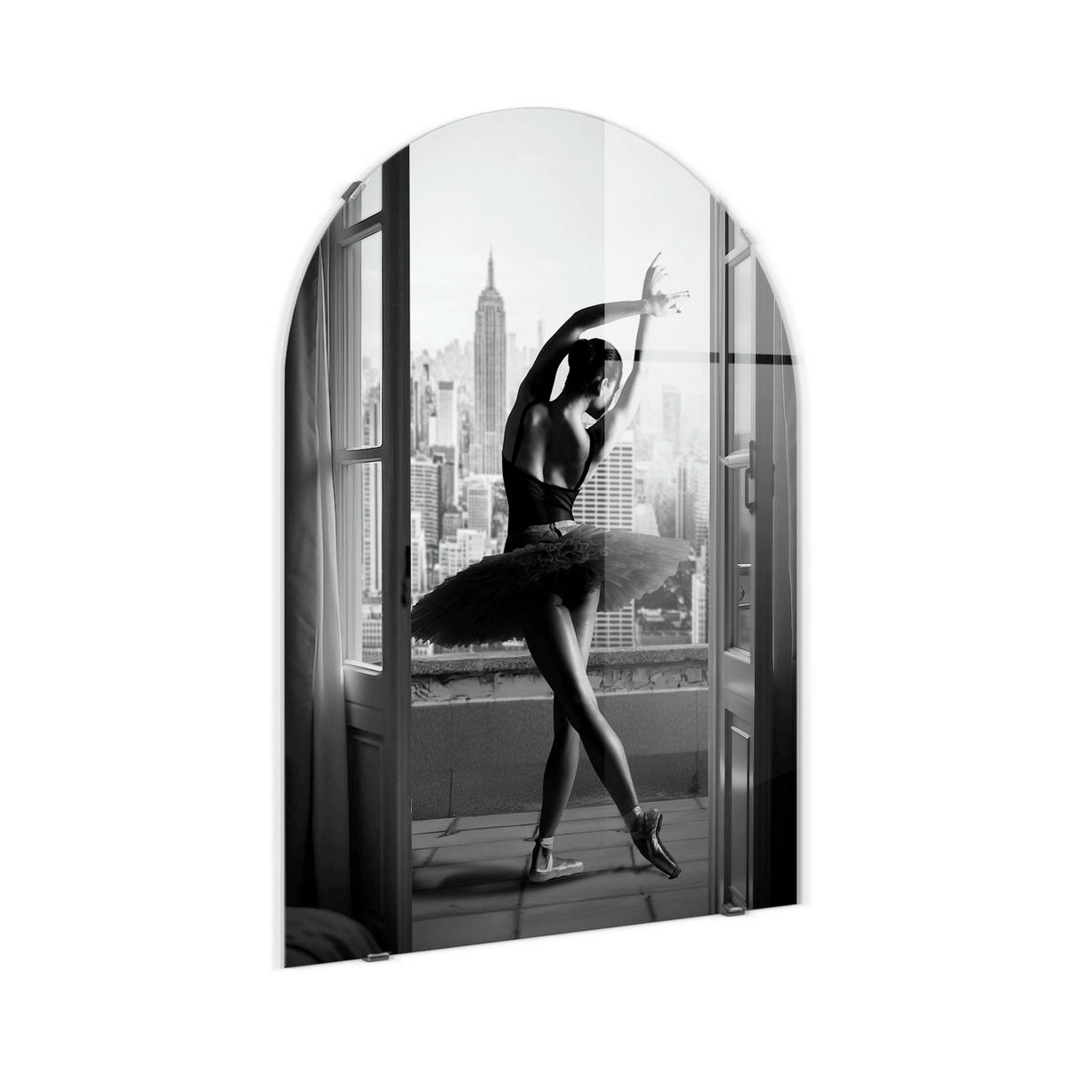 GLASBILD Städte, Frauen 70/100 cm  - Schwarz/Weiß, Basics, Glas/Papier (70/100cm)