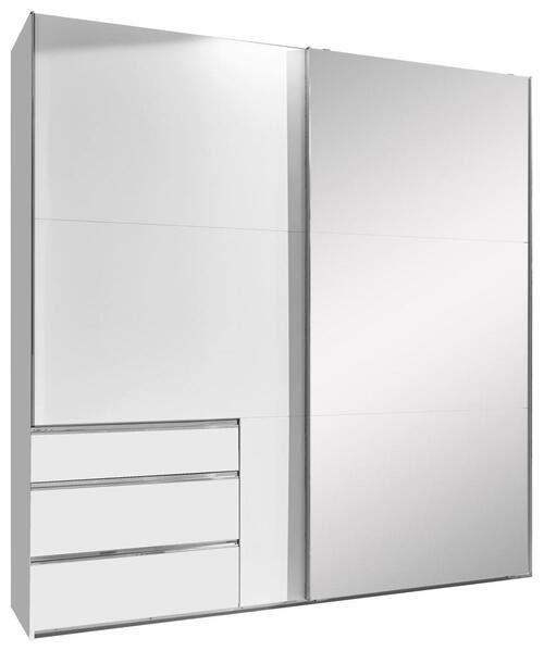 SCHWEBETÜRENSCHRANK 250/216/65 cm 2-türig Weiß  - Chromfarben/Weiß, MODERN, Glas/Holzwerkstoff (250/216/65cm) - MID.YOU