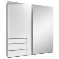 SCHWEBETÜRENSCHRANK in Weiss  - Chromfarben/Weiss, Modern, Glas/Holzwerkstoff (250/216/65cm) - MID.YOU
