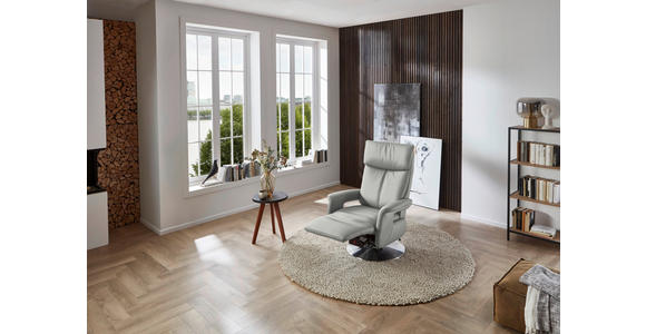 RELAXSESSEL in Leder Silberfarben - Edelstahlfarben/Silberfarben, Design, Leder/Metall (78/112/85cm) - Cantus