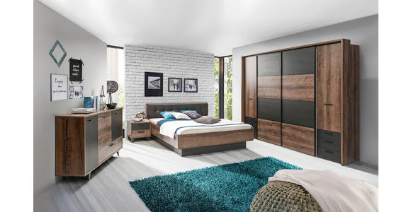 KLEIDERSCHRANK 270,3/223/61,2 cm 4-türig  - Eichefarben/Schwarz, Design, Holzwerkstoff/Kunststoff (270,3/223/61,2cm) - Carryhome